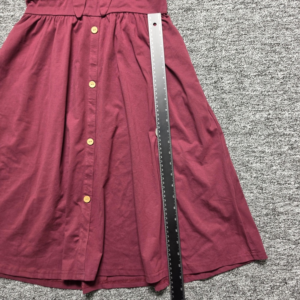 Cottagecore Boho Sundress Tie Front Button Detail Midi Womens Large Burgundy - Picture 11 of 13
